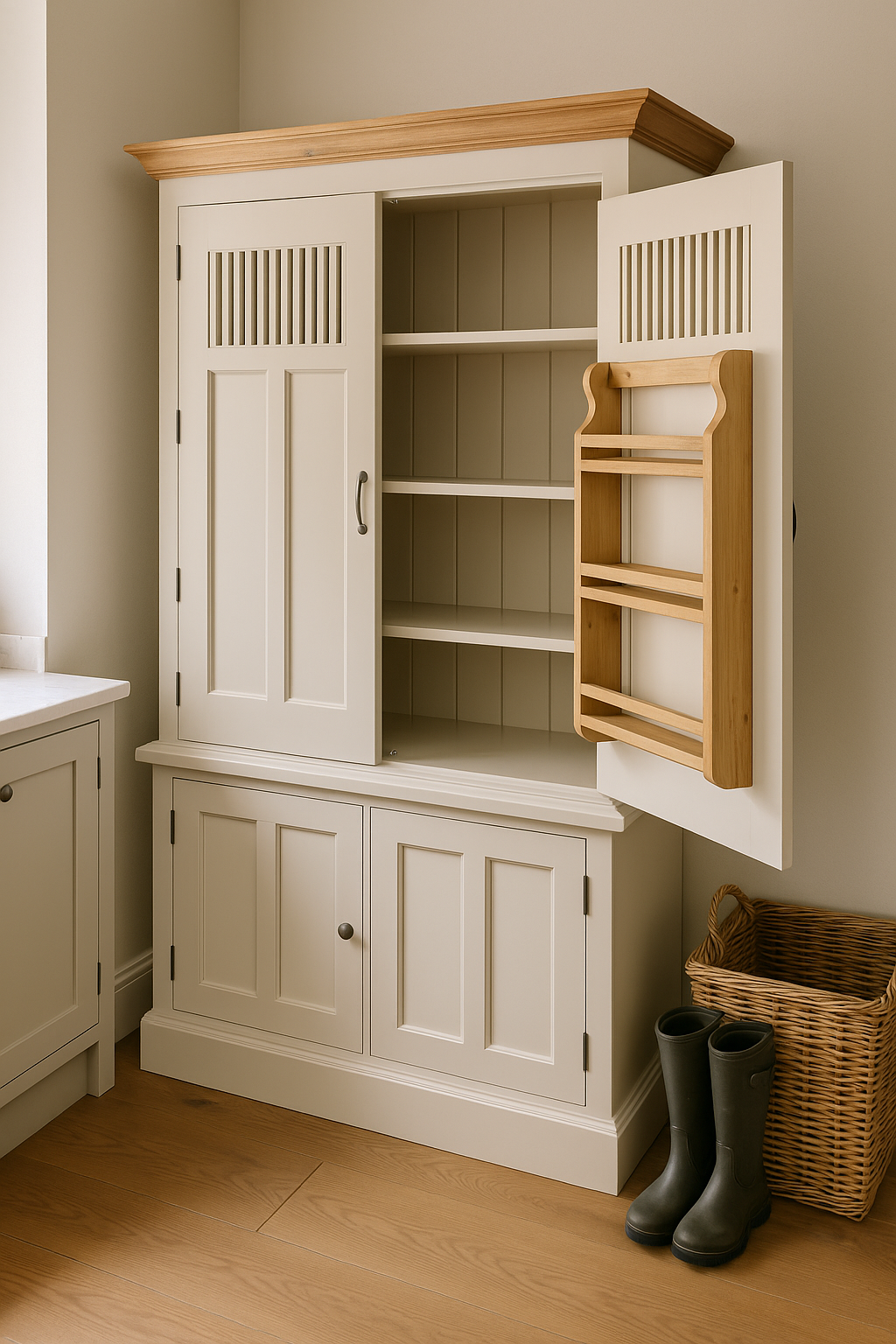 Cambridge Kitchen larder pantry provisions Cupboard 2 Upper Door and 2 Lower Doors