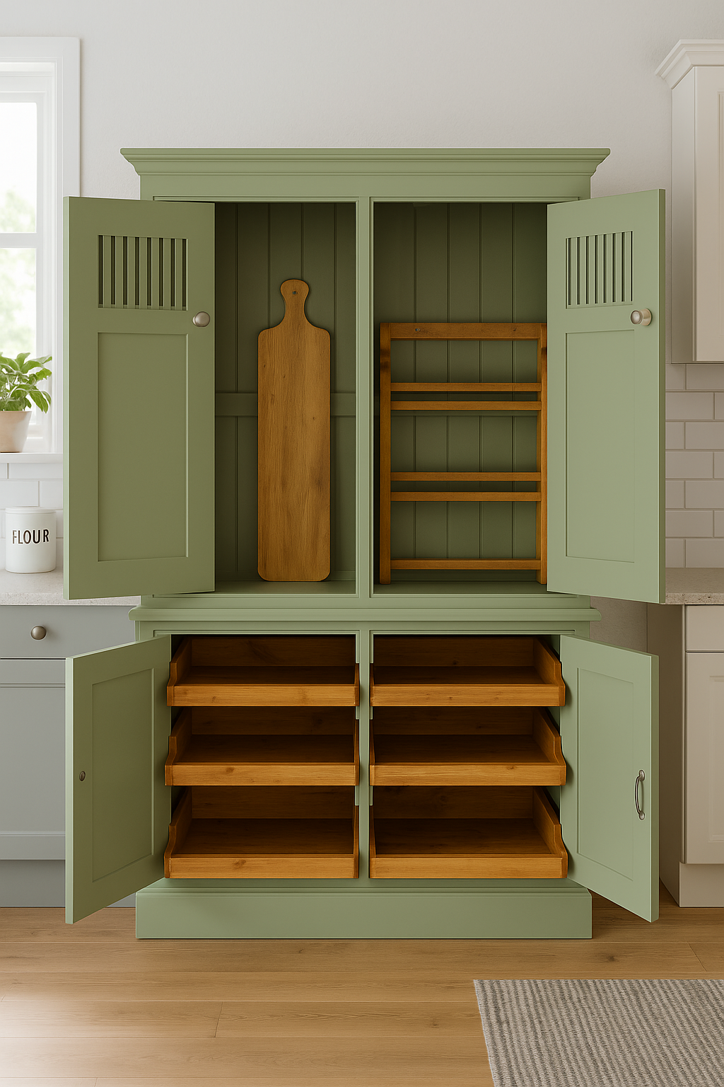 Cambridge Kitchen larder pantry provisions Cupboard 2 Upper Door and 2 Lower Doors